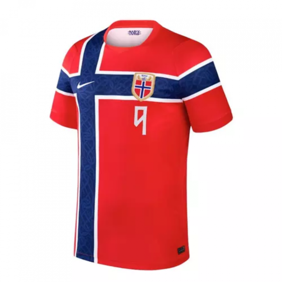 Nike Norway 2026 Home Stadium Jersey ERLING HAALAND 9